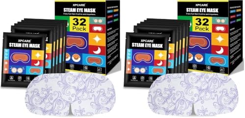 XPCARE 64 Pack Steam Eye Masks for Dry Eyes, SPA Warm Sleep Eye Mask, Disposable Heated Eye Mask for Dark Circles, Puffy Eyes, Relief Stress Eye Fatigue(Unscented) by XPCARE