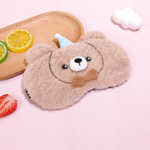 PERFECTSIGHT Sleep Eye Masks, Cute Sleep Eye Cover Lightweight Adjustable Eyeshade Mask Cover for Women Men Sleep Travel Nap, Cake Bear - Image 2
