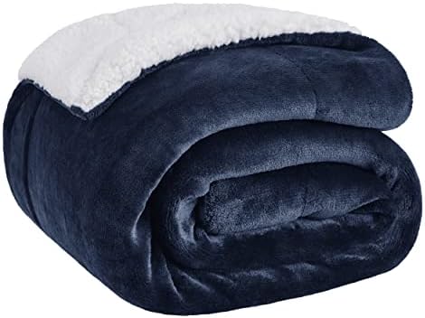 Bedsure GentleSoft Sherpa Fleece Twin Size Blanket for Couch, Non-Heated, Thick and Warm Throw for Women and Men, Soft Fuzzy Plush Heavy Twin Blanket for Winter, Navy, 60x80 Inches by Unknown