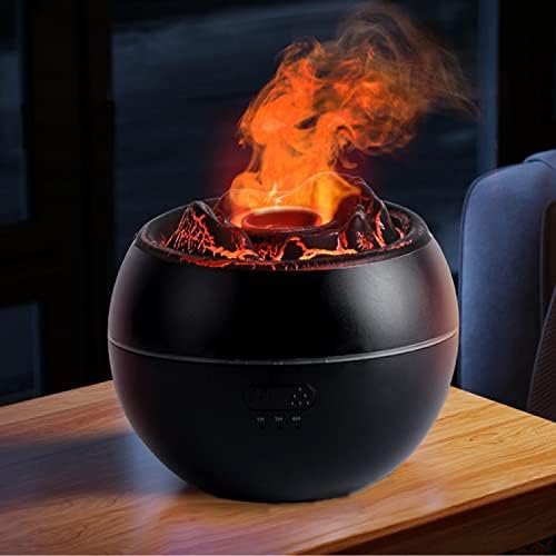 YALEDI Essential Oil Diffuser, Volcano Fire Flame Aromatherapy Diffuser, 360ml Ultrasonic Cool Mist Humidifier, Scent Aroma Diffuser with 7 Colors Light, Timer & Auto Shut-Off for Home, Room (Black) by Yaledi