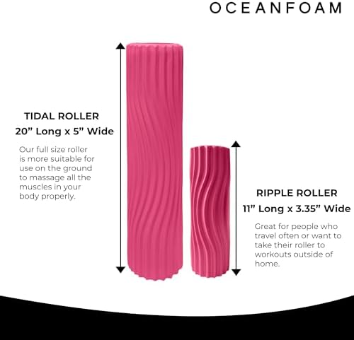 Oceanfoam Tidal Roller - Hot Pink - Muscle Massage Foam Roller for Back Pain & Stretching - Firm and Ergonomic Wide Wave Textured - Yoga, Athletics, & Wellness - Full Size, 20" x 5" - Image 6