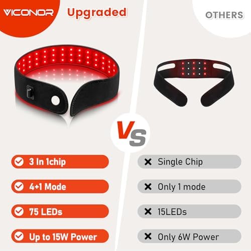 Red Light Therapy Belt for Body, Near Infrared Light Therapy for Face Neck 15W Wearable Red Light Neck Wrap with Timer Belt for Chin Hand Wrist Knee Unisex Gift - Image 4