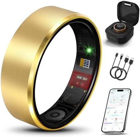 Smart Ring 2.0 for Men Women, Sleep & Fitness Tracker, Gold 8 by Milavan