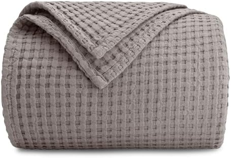 Comfy Cubs 100% Cotton Waffle Weave Throw Blanket Breathable Skin-Friendly Soft Lightweight Blankets - Perfect Warm Textured Blanket Layer - Size for Couch Bed & Sofa (Charcoal, 50" X 60") by ComfyCubs