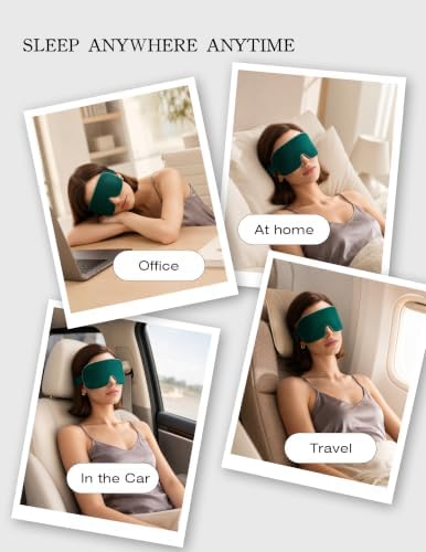 Luxurious 100% Mulberry Silk Sleep Eye Mask Blackout, Pine Green - Image 6