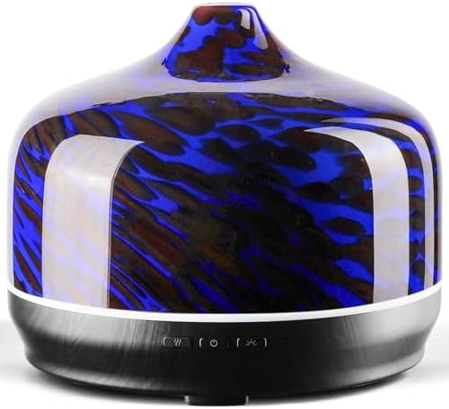 Porseme 500ml Glass Essential Oil Diffuser Aromatherapy Ultrasonic Cool Mist Humidifier 15-21 Running Hours Waterless Auto-Off Air Diffusers for Sleeping Yoga Working Spa(Cobalt Blue) by Porseme