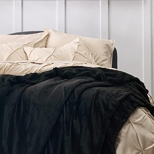 Bedsure GentleSoft Sherpa Fleece Twin Size Blanket for Couch, Non-Heated, Thick and Warm Throw for Women and Men, Soft Fuzzy Plush Twin Blanket for Winter, Black, 60x80 Inches - Image 4