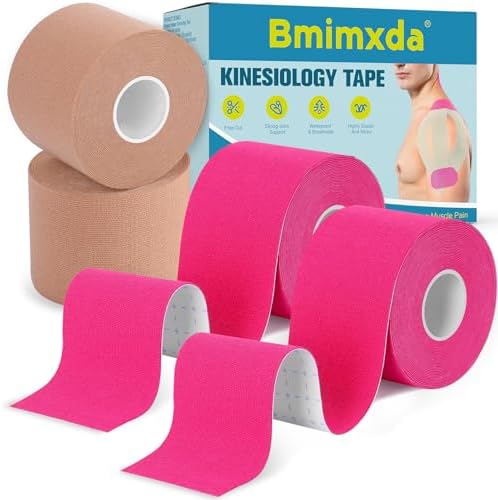 4 Rolls Waterproof Kinesiology Tape - Pro Support Elastic Free-Cut Athletic Tapes for Muscle Strain Relief & Joint Support, Cotton Breathable Sports Tape with Elasticity Suitable for All Body Areas by Unknown
