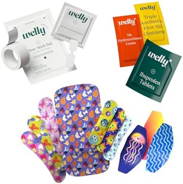 Welly First Aid Kit | FSA Eligible | Adhesive Flexible Fabric and Waterproof Bandages, Tape and Non-Stick Pads, Butterfly Strips, Triple Antibiotic and Hydrocortisone Ointments, Ibuprofen - 130 Count - Image 5