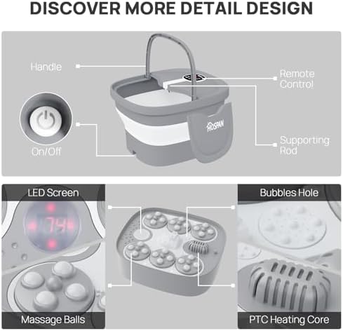 Collapsible Foot Spa Electric Rotary Massage with Heat, Bubble, Remote - Image 5