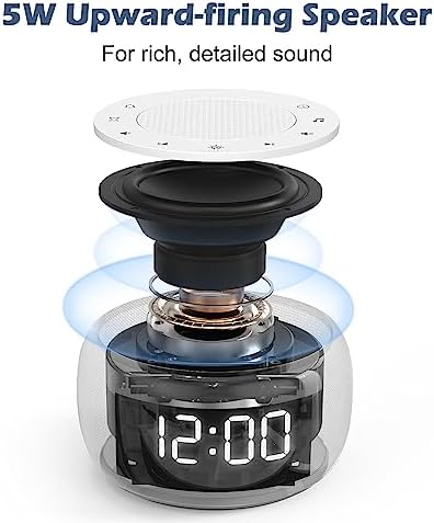 Buffbee Sound Machine & Alarm Clock 2-in-1, 0-100% Clock Face Brightness, Bottom Colored Light, Sleep Timer, Precise 30-Level Volume Control White Noise Machine - White - Image 3