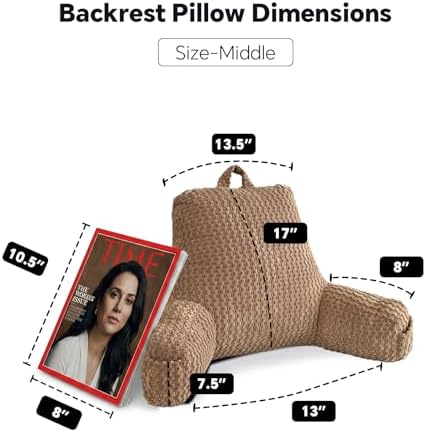 Sit Up Pillow for Reading Nook,Backrest for Teens,White Corduroy,M - Image 5