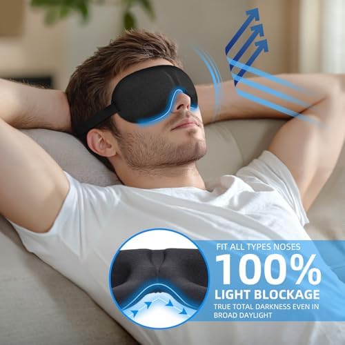 YIVIEW Sleep Mask for Back and Side Sleeper 3 Pack, 100% Blackout Eye Mask - Image 2