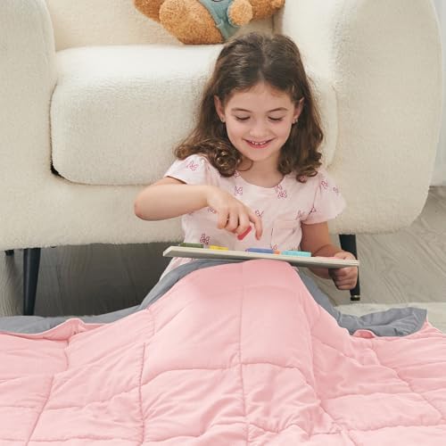 yescool Weighted Throw Blanket 7lbs, 41" x 60", Pink Grey - Image 4