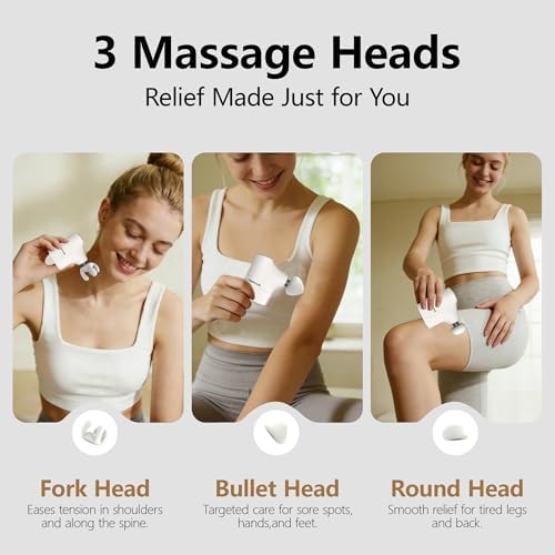 Mini Massage Gun Pro – Portable Deep Tissue Percussion Massager with Smart Pressure Sensor, Quiet Motor, Muscle Relaxation for Neck, Back & Legs, USB-C Rechargeable, White Color,with Lanyard - Image 4