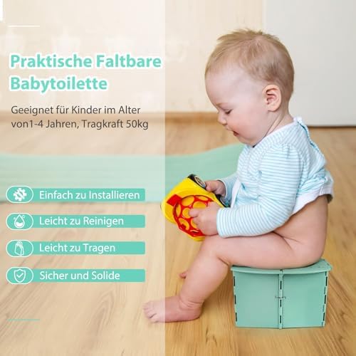 Travel Potty for Kids, Reusable Portable Folding Potty for Toddler, Foldable Toilet for Outdoor Camping, Toddler Potty Seat (Green) - Image 2