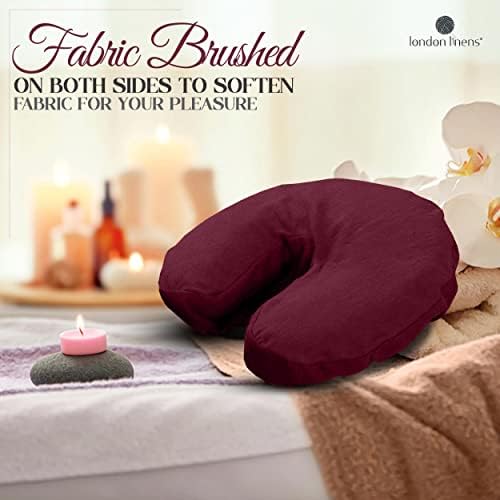 LONDON LINENS Premium Extra Thick 100% Cotton Flannel Massage Face Cradle Cover, Includes 4pcs (4, Burgundy) - Image 7