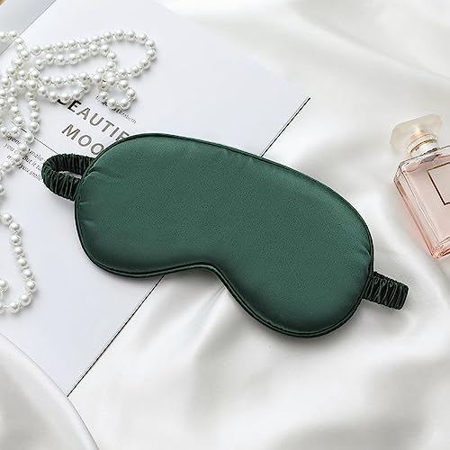 Green Sleep Eye Mask, Blackout Silk Satin Travel Blindfold Set Women - Image 7