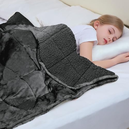 Aemicion Weighted Blanket for Adults (10lbs,48"x72",Dark Grey on Both Sides) Twin Size Sherpa Fleece Heavy Blanket for Sleeping Perfect for 80-110lbs,Machine Washable - Image 2
