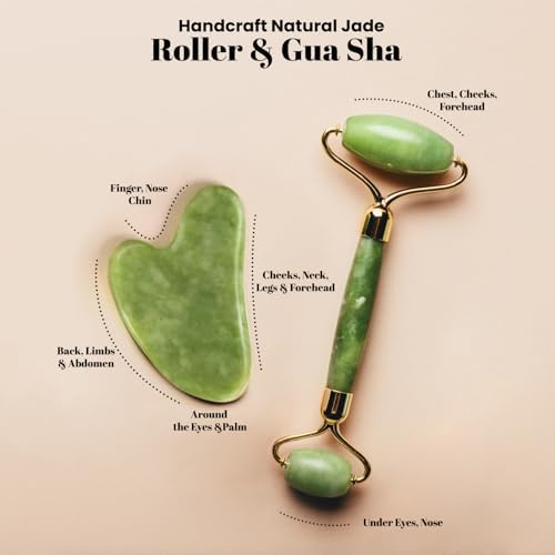 ROSELYNBOUTIQUE Gua Sha Facial Tools & Jade Face Roller for Lift Wrinkless Natural Skincare Tool Jade Roller Guasha Tool for Face (Green) - Image 2