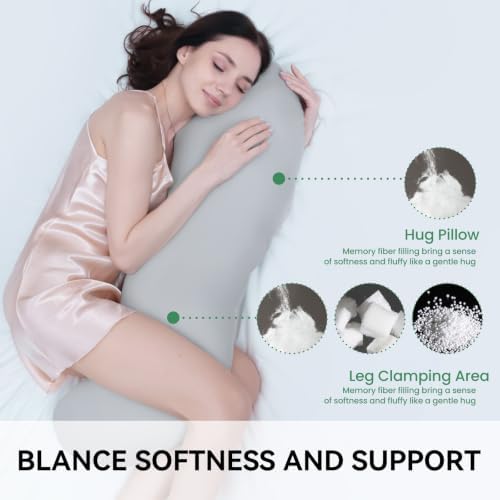 Body Pillows for Adults, Full Body Pillow for Side Sleepers, Long Body Pillow for Bed, Pea Pod Shape Long Pillow for Pregnancy Sleeping Full Body Support - Image 4