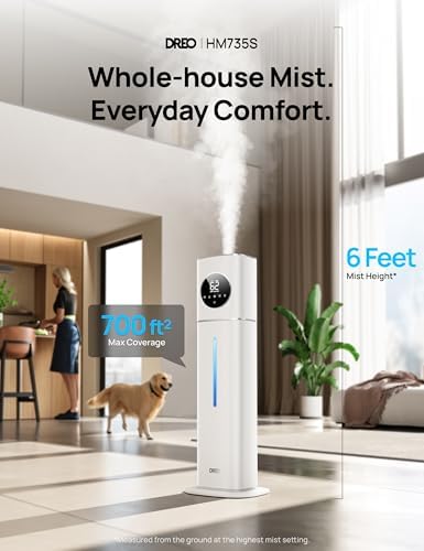 DREO HM735S 11L Smart Humidifier Large Room 700 ft², 100H Cool Mist Air Humidifiers for Bedroom, Top-Fill, Clean Tank Technology, 26dB, Auto Mode, Aroma Box, RGB, Remote & APP Control, Baby, Silver - Image 2