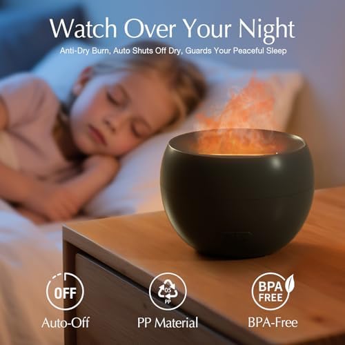 SALKING Flame Diffuser for Essential Oils, Fire Aromatherapy Essential Oil Diffuser, 150ml Ultrasonic Cool Mist Humidifier with Auto-Off Function, Small Diffuser for Home,Office,Bedroom,Gift (Black) - Image 6