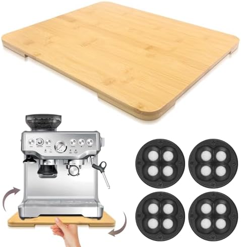 360°Rolling Tray Bamboo Appliance Slider for Breville Espresso Machine by GIASSVIO
