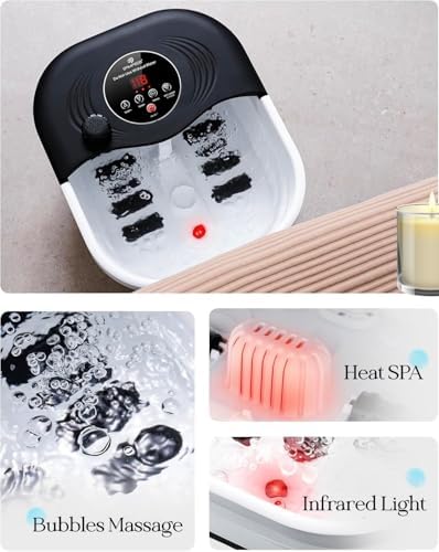 SPA4PIEDS Collapsible Heated Foot Spa Bath with Bubble, Foot Soaking Tub Featuring 8 Shiatsu Rollers, Pumice Stone and Built-in Timer for Mom, Dad and Foot Relaxation (Black) - Image 6