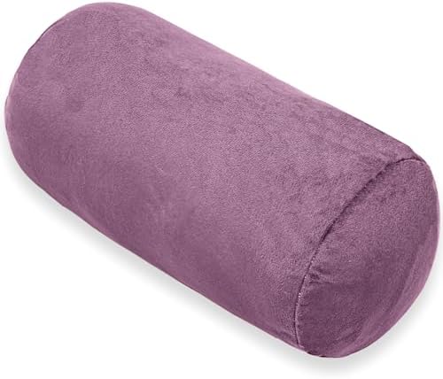 1 MIDDLE ONE Round Cylinder Bolster Pillow with Removable Velvet Cover, Tube Roll Cervical Pillow for Head, Neck, Back and Legs Support, 13" x 6", Purple by 1MIDDLEONE