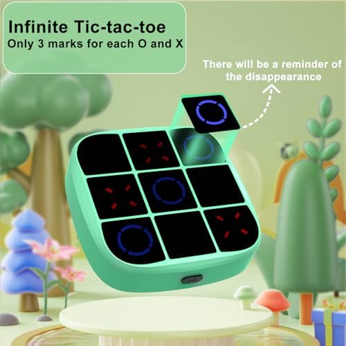 Tic-Tac-Toe Bolt Game, 4-in-1 Handheld Puzzle Games Console, Electronic Tic-Tac-Toe Game for Educational and Memory Growth, Portable Travel Games for Car Ride, Board Games for Kids and Adults (Cyan) - Image 5