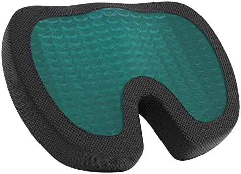 Amazon Basics Comfortable Seat Cushion for Office Chairs, Gel Enhanced Memory Foam, Non-Slip, Cooling Support for Long Sitting, Black by AmazonBasics