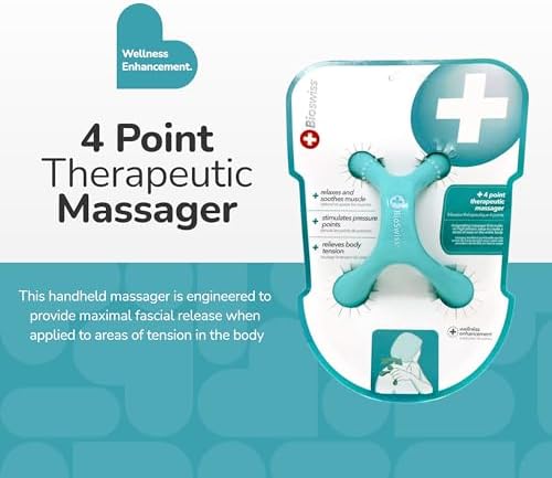 BioSwiss Handheld Full Body Massager, 4-Leg Pressure Point Massage Tool for Back, Neck, and Shoulder, Portable Manual Massager - Image 2