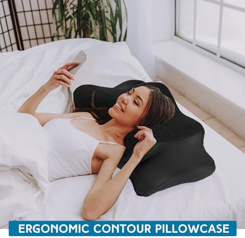 HunnmingRe Pillow Case for Cervical Neck, Black, Queen Size - Image 4