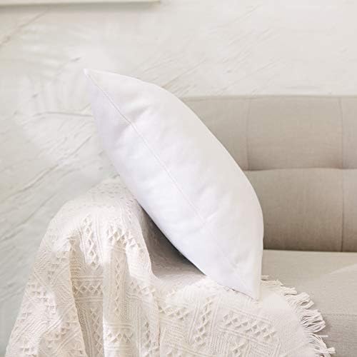 2 Piece White Pillow Case Faux Linen Square Decorative Throw Cushion Cover Pillowcase with Smooth Hidden Zipper for Car Sofa 18" x 18 " - Image 5