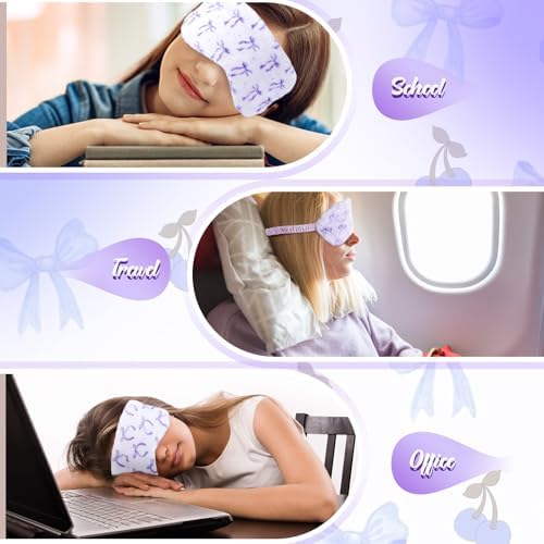 Cuffbow 6 Pack Fuzzy Sleep Masks Plush Eye Mask,Bow,Purple - Image 5