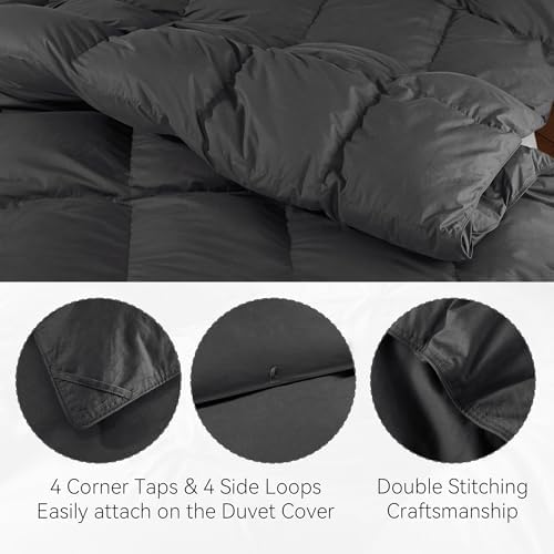 SNOWMAN Premium Down Comforter Queen Size,Dark Grey Duvet Insert All Season - Image 4