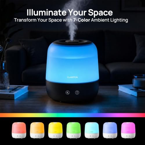 Clarston Humidifiers for Bedroom, 2L Cool Mist Humidifier, 24dB Quiet Sleep - Image 2