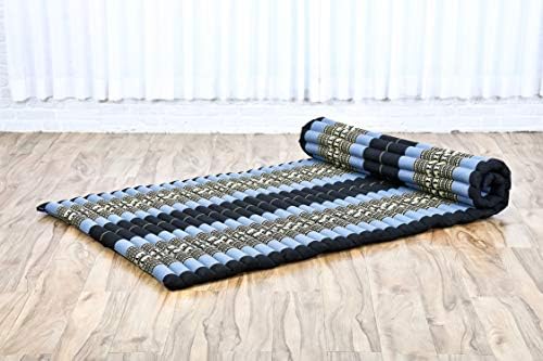 Leewadee - Foldable Floor Mattress - Japanese Roll Up Futon -Trifold Tatami Mat- Guest Floor Bed - Camping Mattress - Thai Massage Mat, Kapok Filled, 75 x 39 inches, Blue - Image 2