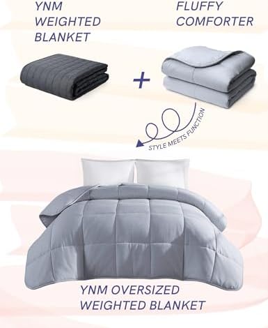 YnM Weighted Blanket King/CA King 25lbs, The Heavy Oversized Weighted Comforter, Warm & Fluffy Throw (Neutral Grey, 25lbs, 104" Lx90 W) - Image 2