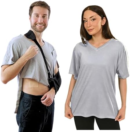 Inspired Comforts Unisex Post Surgery & Rehab V Neck Dual Access Snap Shirt - Image 3
