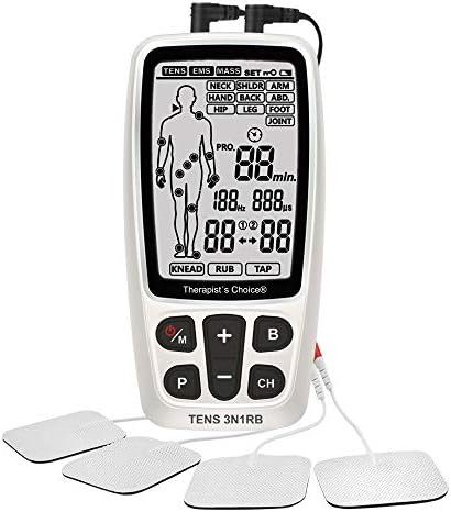 Therapist’s Choice® Rechargeable TENS3N1RB Combo TENS, EMS, Massage with Body Image Diagram Electrode Placement, with Belt Clip and Display Box. by Therapist%27s+Choice