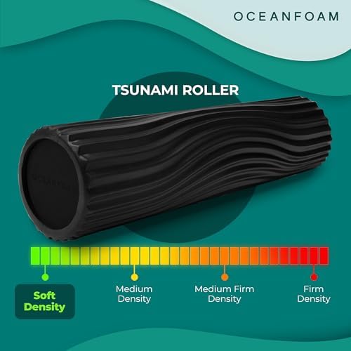 Oceanfoam Tsunami Roller (Black) - Extra-Large, 26" x 5.9" - Soft, Textured Foam Roller for Physical Therapy, Back Pain, Exercise & Stretching - Wave Textured - Yoga, Athletics, & Wellness - Image 6