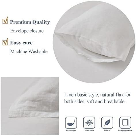 Simple&Opulence 100% Linen Lumbar Pillow Cover 12 x 20 Inches Set of 2 Rectangular Decorative Throw Cushion Cover for Couch Sofa Bed Living Room Office Soft Breathable Farmhouse - White - Image 3