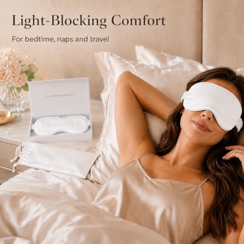 Silk Sleep Mask Light Blocking Luxury 100% Mulberry 19mm Silk Eye Mask Eye Cover Blindfold Ultra Soft Light & Comfy Anti Aging Skin Care with Travel Bag Gift Package - Image 6