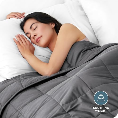 Bare Home Cotton Weighted Blanket (Grey, 80"x87" 30lbs) - Image 2