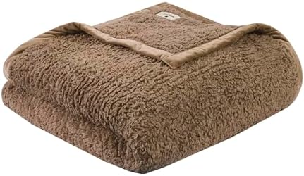 Woolrich Burlington Berber Blanket Super Soft, Cozy Lightweight Cover with Luxurious Velvet Binding, Modern Trendy All Season Bedspread Bedding-Set, King 108" W x 90" L Brown by Unknown