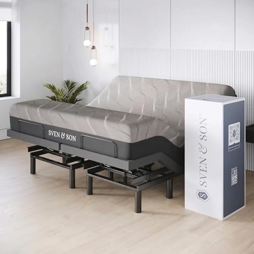 Sven & Son Harmony Adjustable Bed Base, Head and Foot Lift, Massage, Under-Bed Lights, USB, Gel Memory, Zero Gravity Smart Frame - King + 14 inch Hybrid Spring Matt (Medium Soft) by Unknown