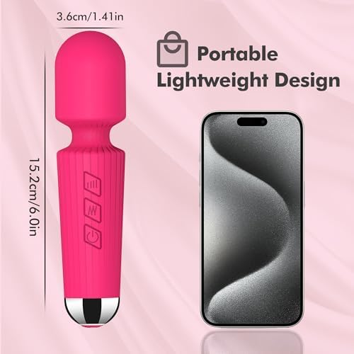 Portable Quiet Vibrating Mini Massager for Women & Men, Personal Handheld Electric Massager for Back Neck Shoulder Muscle Pain Relief & Relaxation, 20 Modes 8 Speeds (Red) - Image 6