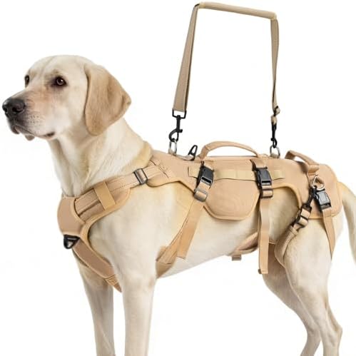 PUPTECK Dog Lift Harness for Medium Large Sized Dog, Rehabilitation Sling for Hind Leg Support, Multifunctional Mobility Assistance Harness for Old, Disabled, Joint Injuries, Paralysis Dogs, Brown M by PUPTECK